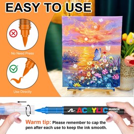 168 Colors Soft Brush Tip Acrylic Paint Markers Set, Pens for Rock, Wood, Fabric, Canvas, Glass, DIY Crafts, Waterproof Markers, Vibrant Acrylic Paint Pens for Artists and Art Projects