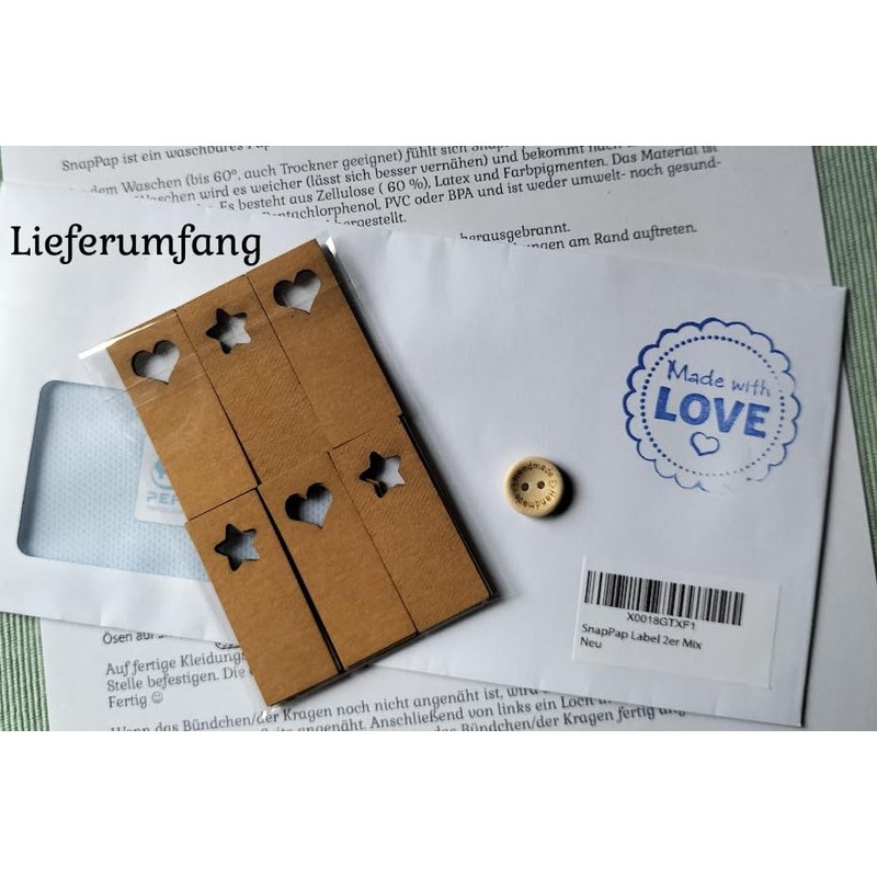 SnapPap Label Herzen und Sterne Aufn√§her Patches Etiketten