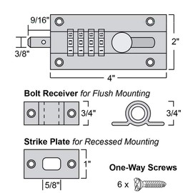 Combination Sliding Latches, 4 Unique Combination Locking Bolts, High Security Gate Lock for Home, Garage, Shed Cupboard (Black)