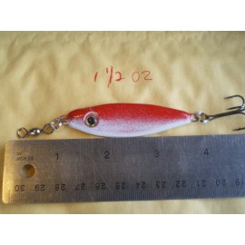 HOME MADE 15 PCS. SHAD JIG/SPOON LURE BAIT 3/4, 1, 1-1/2 OZ. 5 EA. RED/WHITE/HOOK/SWIVEL
