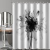 TIYAANDSY Black Flower Shower Curtain for Bathroom, Black and White