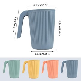 Zfseyuh Pack of 4 Unbreakable Drinking Cups with Handle, Plastic Cups, Reusable Camping Cup Set, Children's Cups, Plastic Cups, Children and Adults, BPA-Free (350 ml)