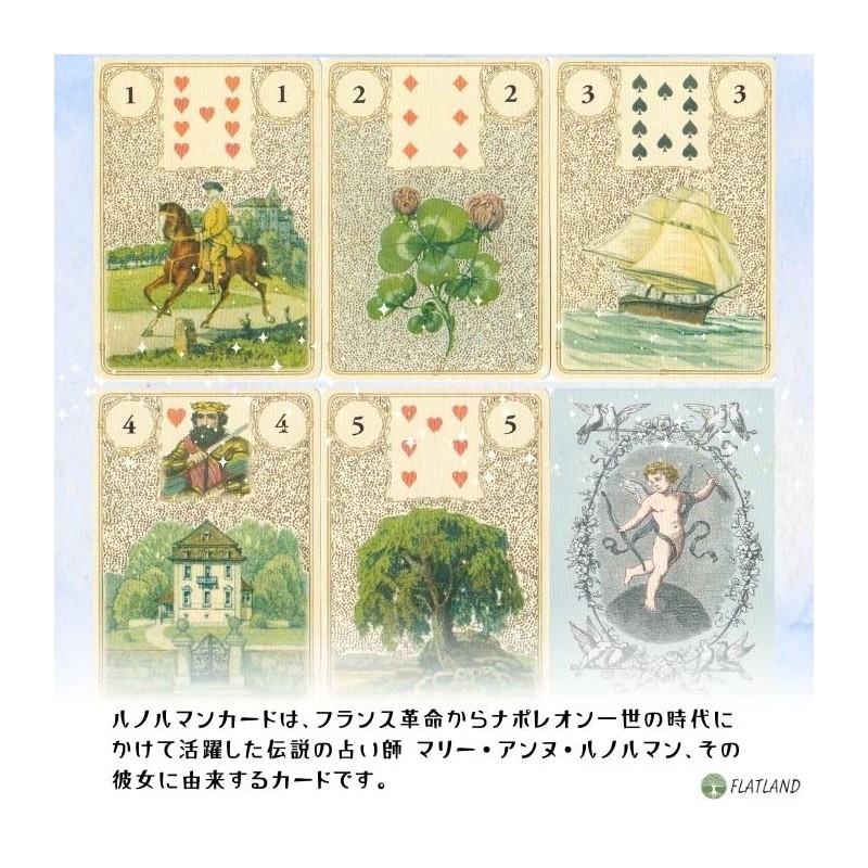 Golden Lenormand Oracle FLATLAND Japanese Instruction Manual Included (English Language