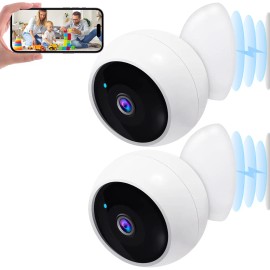 Security Cameras Wireless Outdoor Indoor Magnetic 2-Pack Install-Free Smart 2K WiFi Long Battery Life Home Security AI Motioncolor: White