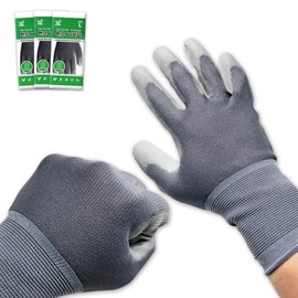 HANWOO Work Gloves | PU Gloves | Ultra High Workability | Korean Product | 3 Pairs | Soft Fit | Durable | Thin and Lightweight (M)