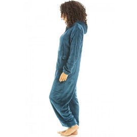 Camille Super Soft Zip Up Hooded Onesies for Women - Thick Luxury Fleece Full Length Women's All In One - Long Sleeved with Elasticated Cuffs Jade 10-12