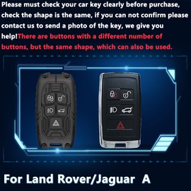 Cavlobe for Land Rover Zinc Alloy Key Fob Cover,Keychain,Full Protection Car Key Case for Velar Evoque Sport Discovery 5 Jaguar Smart Remote Keyless Keyshell Accessories(NO.112 Black)