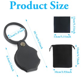 2 StüCk Taschenlupe,Mini Lupe, Kleine Lupe,Faltbare Leselupe, 10 fache Taschenlupe Mit Reinigungstuch Und Aufbewahrungstasche, 360 Grad Drehbar Lupe FüR Lesen BüCher Zeitungen Landkarten Schmuck Repar