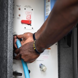 Camco EvoFlex 10-Foot Super Flexible Drinking Water Hose | 5/8-inch ID | Designed for Recreational Use | Blue (22592)