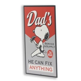 Peanuts Snoopy Dad Can Fix Anything Metal Sign – Funny Snoopy Wall Decor for Garage or Man Cave - Great Gift Idea