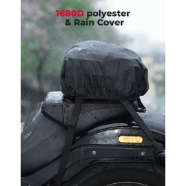 KEMIMOTO Motorcycle Tail Bag, Dual Use Motorcycle Rear Seat Bag with Waterproof Rain Cover, 7-14L Expandable Motorbike Helmet Bag Luggage Storage Backpack with 6 straps & 1 shoulder strap