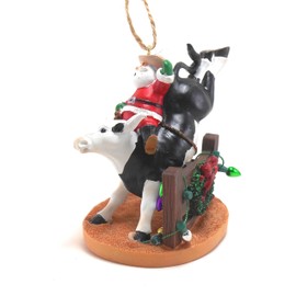 Cape Shore Santa Riding Bull Ornament, 3.5-inches, Multicolor, Resin