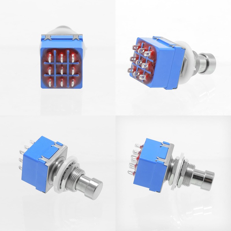 2-Pack Momentary Foot Switch, Off-(ON) 3PDT 9Pin 12mm/0.47" Heavy Duty