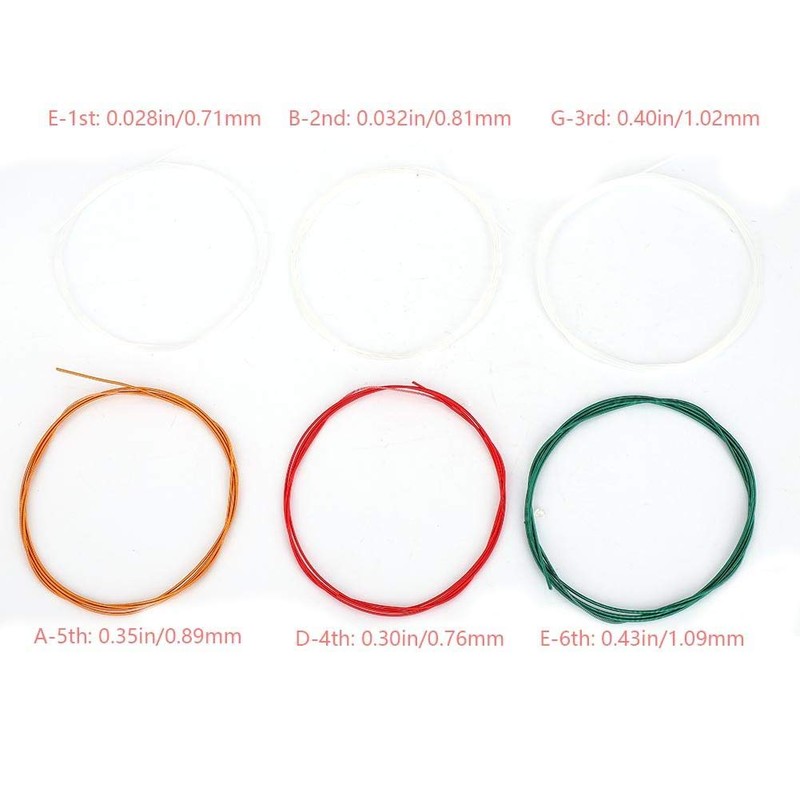 Pack of 6 Metal Guitar Strings, Nylon Guitar Strings, Acoustic