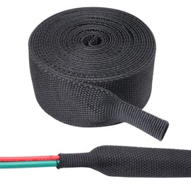 2-5/8'' Flat Heat Shrink Hose Sleeve Protector, Abrasion Resistant Protective Hose Sleeve Sheath Cable Cover for Welding Torch Hydraulic Hose (15Feet(180Inch))