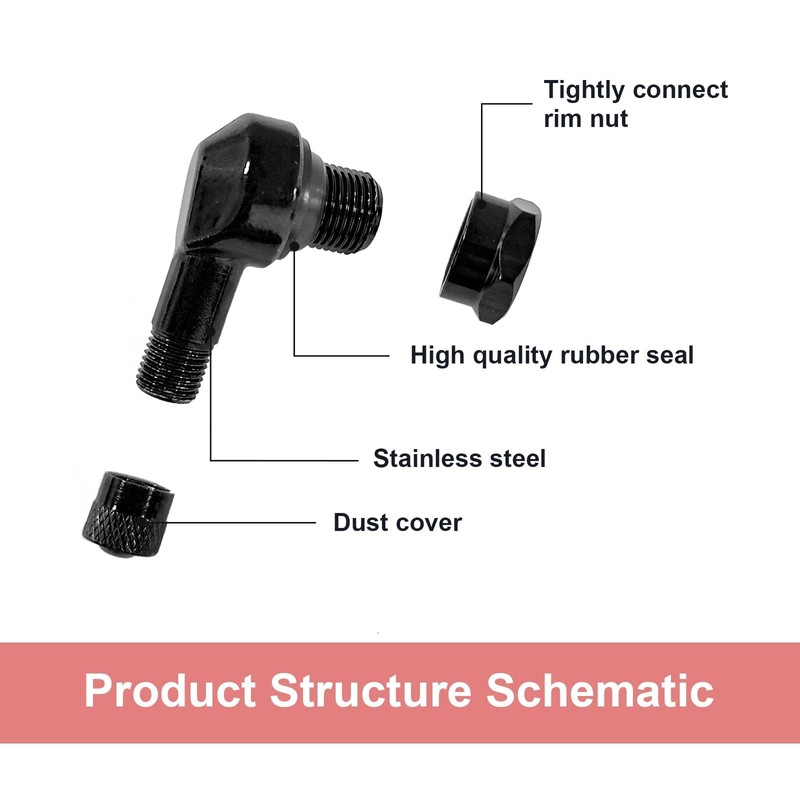2 PCS Motorcycle Tire Valve Stems, 90 Degree Aluminum 11.3mm/10mm