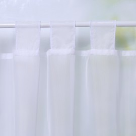 Joyswahl “Julie” Short Voile Curtain with Tabs and Satin Ribbon Decoration