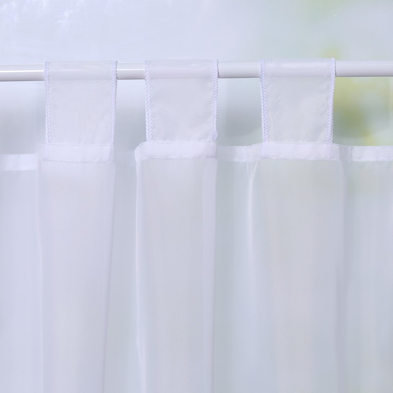 Joyswahl “Julie” Short Voile Curtain with Tabs and Satin Ribbon