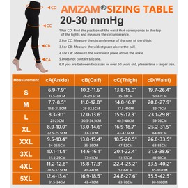 AMZAM® Medizinische Kompressionsstrumpfhose für Damen & Herren, 20-30 mmHg abgestufte Kompressionsleggings blickdichte fußlose Taille hohe Kompressionsstrümpfe für Ödeme, Krampfadern, postoperative