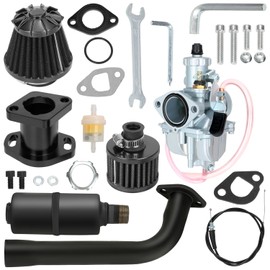 YOXUFA 212cc Carburetor VM22 Carb Exhaust Muffler Stage 2 Kit Replacement for Predator 224cc 196cc 200cc 6.5hp Engine Coleman CT200U BT200X Baja Warrior MB200 GX160 GX200 Mini Bike Go Kart Parts