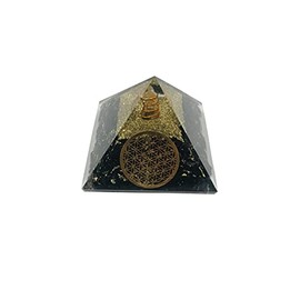 Black Tourmaline Flower Orgone Pyramid orgonite Pyramids/Crystal Chakra Energy Generator Natural Crystal Stone for Stress Relives Healing Crystal Meditation