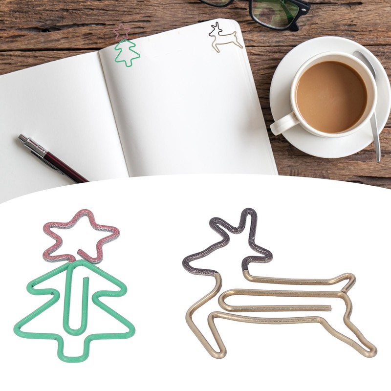100pcs Paper Clips Lovely Christmas Tree and Deer Shape Metallic