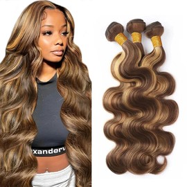 P4/27 Human Hair Bundles Ombre Brown Body Wave 3 Bundles 20 22 24 Inch Unprocessed Brazilian Virgin Remy Hair Double Weft Weave Human Hair Extensions