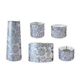 Pottery Modern Buddhist Tools Set of 5 "Yui Hana" (Round Incense Burner) Wisteria (j1271-3)