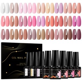 MEET ACROSS 27PCS Gel Nail Polish Set,27 Colors Gel Nail Kit Art Design Soak Off UV LED,Nail Art Design Gifts for Women