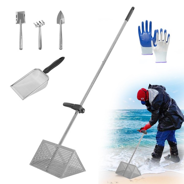 Sand Flea Rake Detachable Long Handle Sand Sifter for Beach