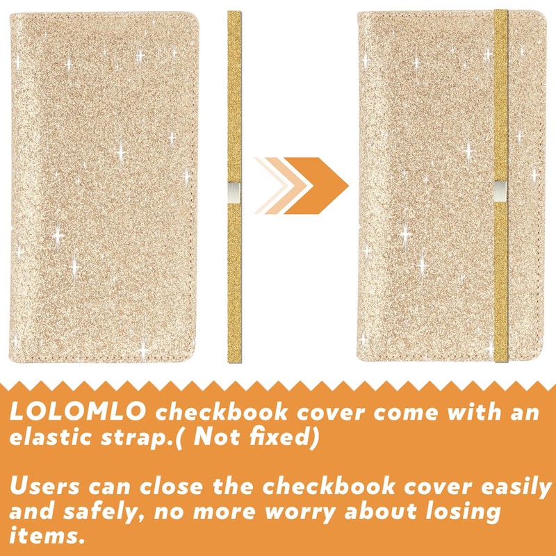 LOLOMLO Glitter Bling Checkbook Cover for Girls RFID Blocking Standard