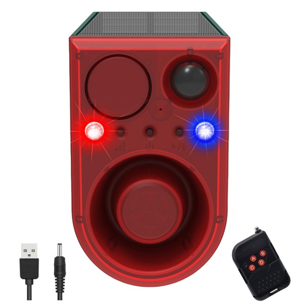 HULPPRE Solar Outdoor Motion Sensor Alarm with Ultrasonic-13 Sounds Including