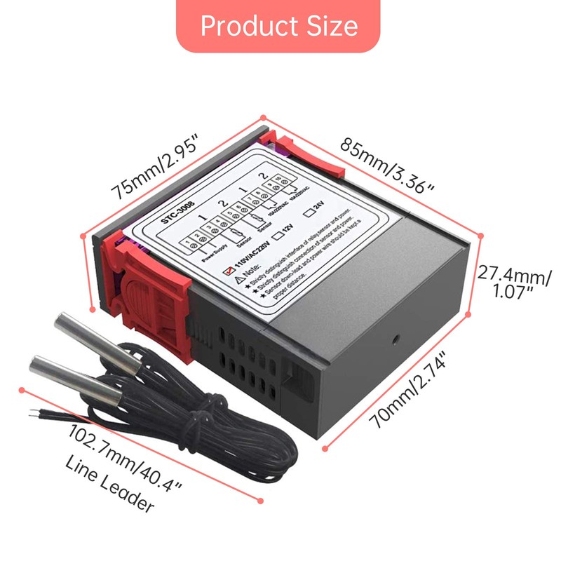 RUIZHI STC-3008 Digital Temperature Controller Thermostat Dual Digital Display Temperature