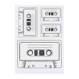 4 x 'Cassette Tape' Temporary Tattoos - Water Resistant, Skin-Safe, Non-Toxic Transfers, Mixed Sizes (TO00035605)