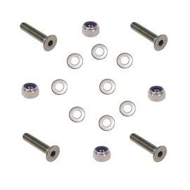 Countersunk Bolt & Nut (4 Pack) M5 X 20mm (Including Head) A2 Stainless Steel Socket Allen Key Head Csk Bolts (Fully Threaded), Nyloc Nuts & Flat Washers (M5 x 20mm)