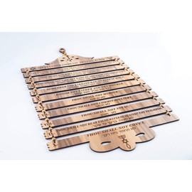 Olive Wood Gifts Shop Handcrafted ‘The Ten Commandments’ Plaque, (19.5*11.5 Inch, KJV (Exodus 20:1-17) Wall Hanging Art Decor with Laser Engraving on Wooden Blocks from The Holy Land, Grain