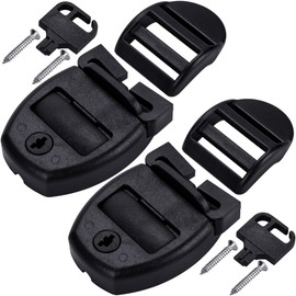 Pndeyo 2 Set Hot Tub Cover Clips, Hot Tub Cover Locks Replacement Kit- 4 Latches Clip Locks & 2 Slides & 2 Keys & 4 Screws, Latches Clip Lock Kit for Spa Cover Straps- Black