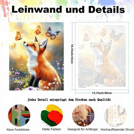 Arttoplus Paint by Numbers Adults, Fox Painting by Numbers, Fox, DIY Paint by Numbers, Adult Animals for Home Décor, 40 x 50 cm