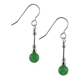 Pale Green Aventurine Gemstone & Sterling Silver Hook Drop Earrings with Gift Box