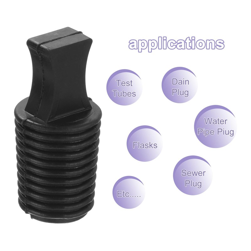 sourcing map Rubber Thread Tapered Insert Plug M20 Test Tubes