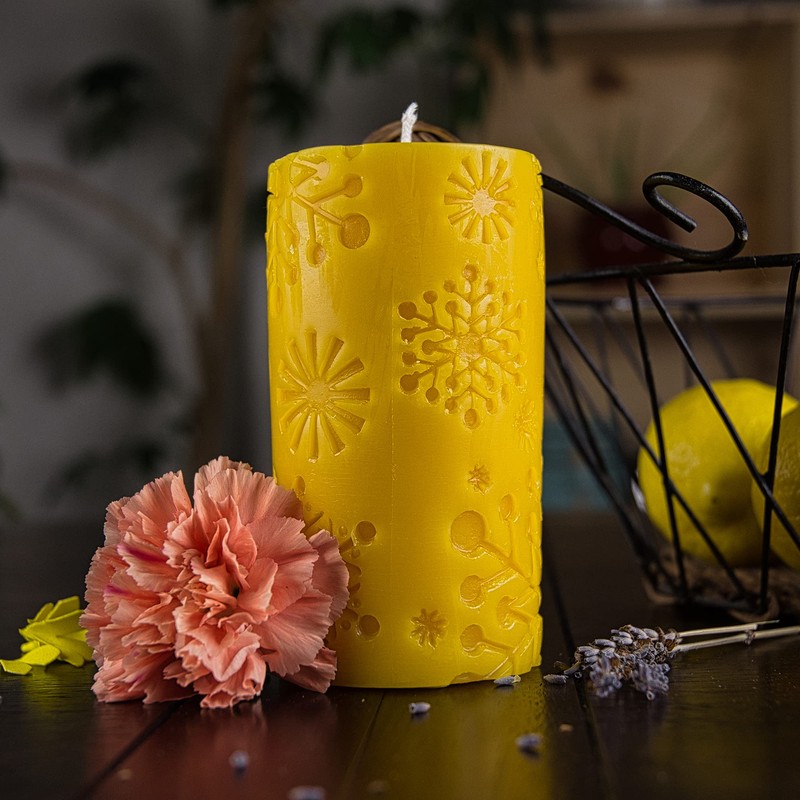 Snowflake Beeswax Pillar by PaperGarden