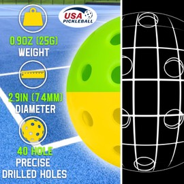 LUCYLANKER - Bolas de pickleball para exteriores, 40 agujeros para jugar al aire última intervensión, rebote alto y bolas de pickleball duraderas en el exterior para todos los estilos de pickleball y