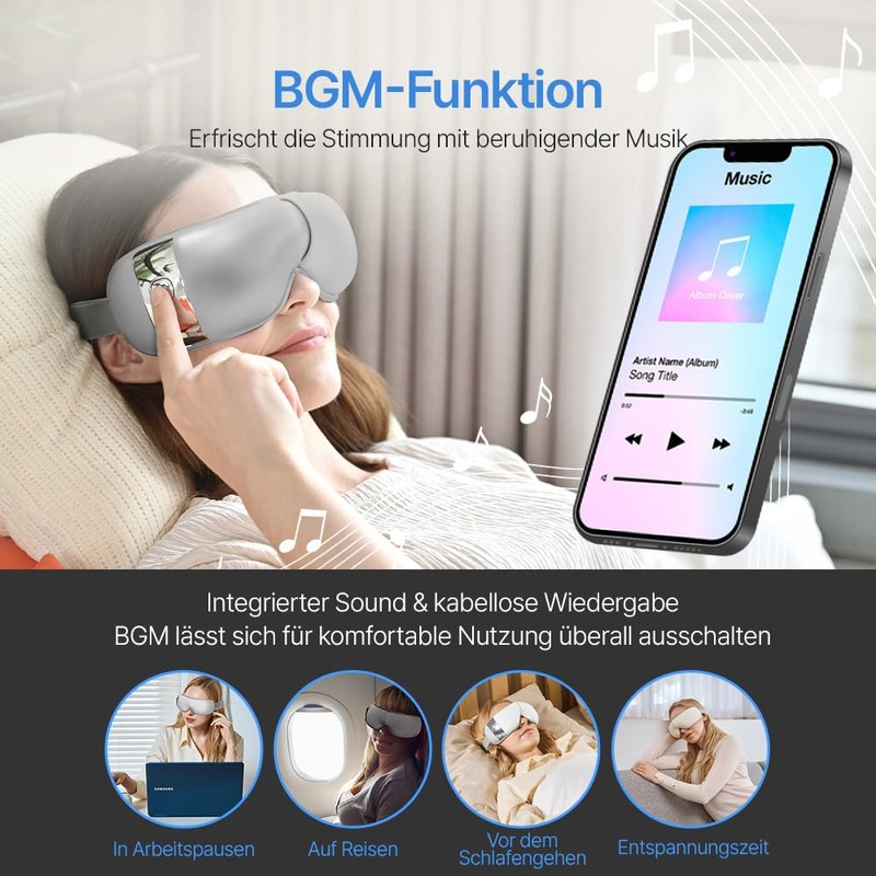 HubiCare Augenmassagegerät Pro mit Wärme & Kühlung, 3D Airbag Vibration,