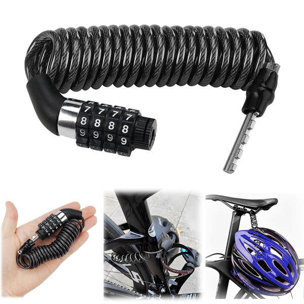 Cable lock combination lock with 4 steps, motorcycle helmet lock