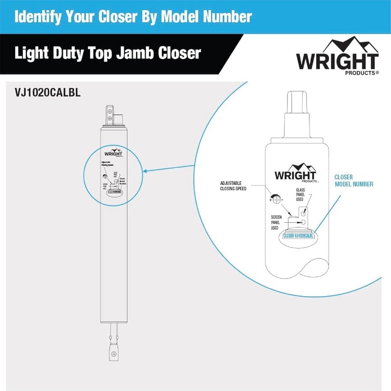 Wright Products Light Duty Screen Door Closer with Head Jamb