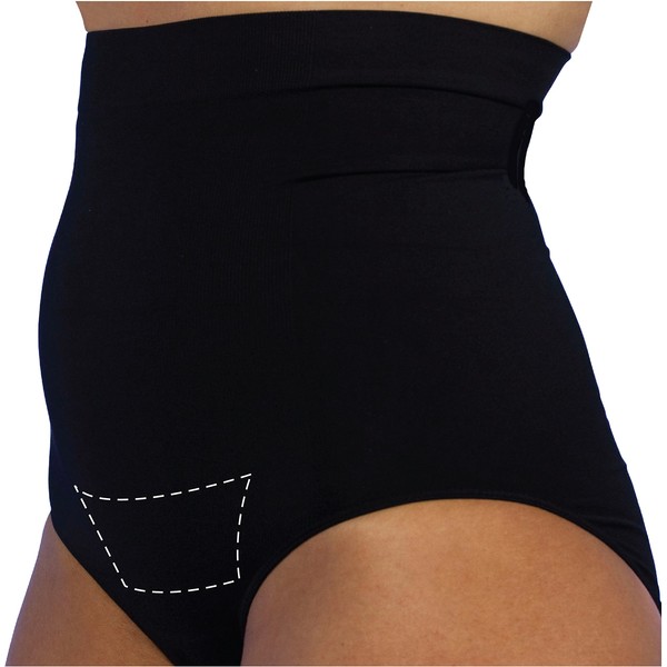 Upspring C-Panty C-Section Recovery Underwear with Silicone Panel for Incision Care, High Waisted Postpartum Underwear for Women to Support, Slim, and Smooth After C-Section (Black, Small/Medium)