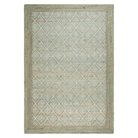 TOWN & COUNTRY TERRA Nalani Textured Diamond Hand-Knotted Flatwoven 100% Natural Jute Area Rug, Olive Green, 6'x9'