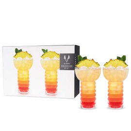 Viski Pacific Pearl Diver Set of 2 Lead-Free Premium Crystal Clear, Stylish Tiki, Cocktail Glass Gift Set, 12 oz