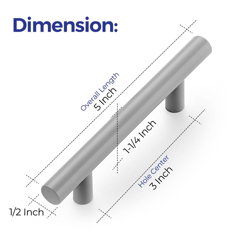 Ravinte 60 Pack | 5 Inch Cabinet Pulls Grey Stainless