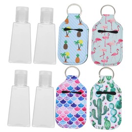 MERRYHAPY Keychain Holder Bottles Set 8pcs Travel Bottles Toiletry Kit Leakproof Hand Wash Bottle Refillable Portable for Daily Travel